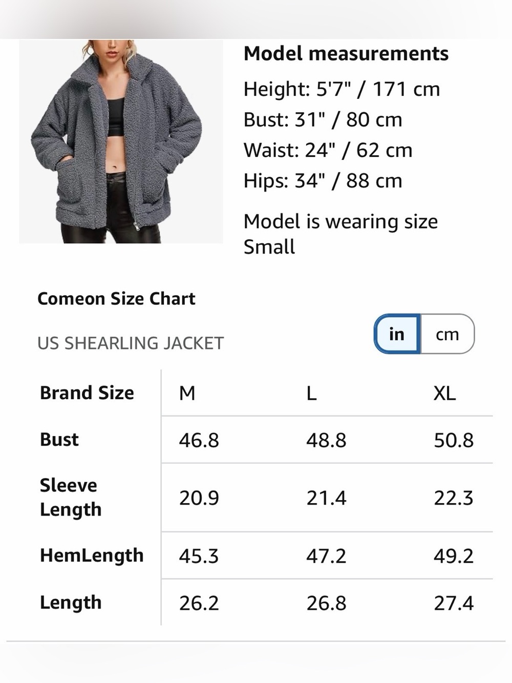 A418 Plush Sherpa Zip-Up Jacket- Dark Gray Fleece Fuzzy Faux Oversized Large NWT - Picture 9 of 11